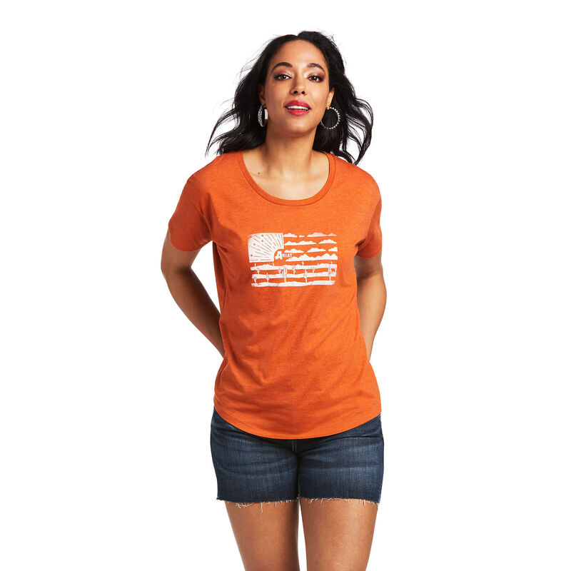 Ariat T-Shirts Damen - Desert Flag Orange ( BROKP-3298 )